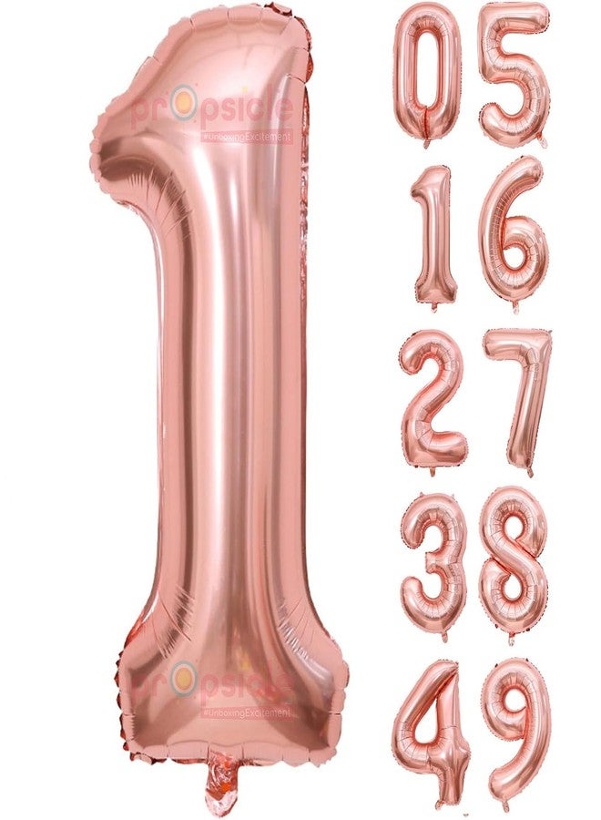 بروبسيكل بالون بروبسيكل رقم 1 من رقائق الألومنيوم مقاس 16 بوصة - بالون ذهبي وردي مزين برقم واحد لتزيين عيد الميلاد الأول، والذكرى السنوية، والمناسبات الهامة - بالون رقم واحد لطاولة الكيك والصور - Image 1